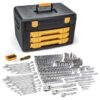GearWrench 80972 12 Point Mechanics Tool Set in Three Drawer Storage Box 243-Piece