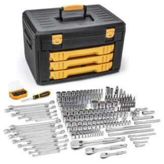 GearWrench 80972 12 Point Mechanics Tool Set in Three Drawer Storage Box 243-Piece