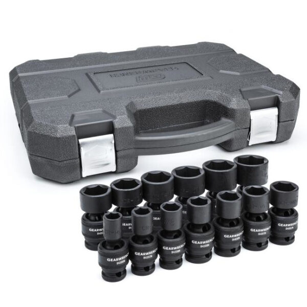 GearWrench 84938N 1/2" Drive 6 Point Standard Universal Impact SAE Socket Set 13-Piece