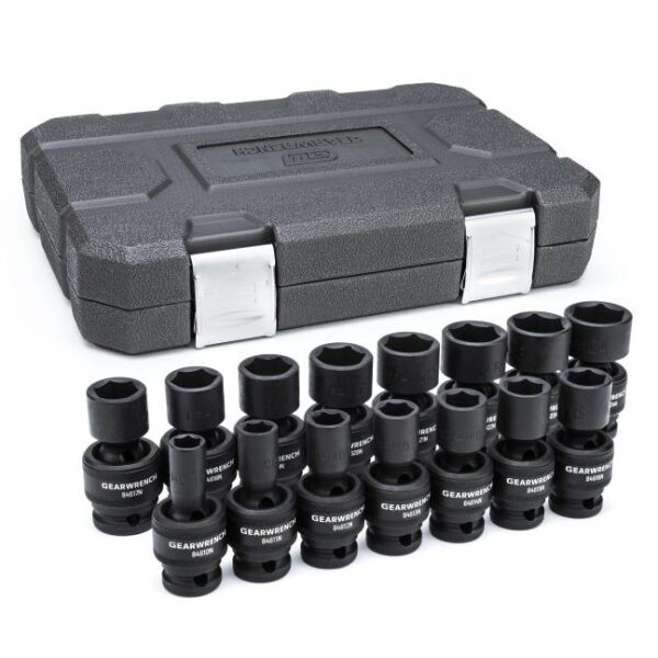GearWrench 84939N 1/2" Drive 6 Point Standard Universal Impact Metric Socket Set 15-Piece