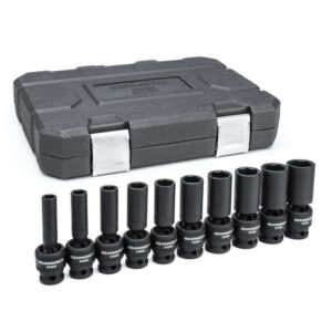 GearWrench 84943N 1/2" Drive 6 Point Deep Universal Impact SAE Socket Set 10-Piece