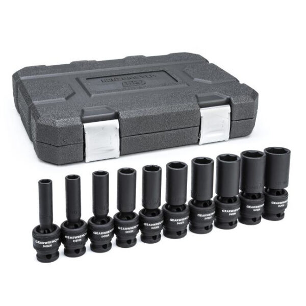 GearWrench 84943N 1/2" Drive 6 Point Deep Universal Impact SAE Socket Set 10-Piece