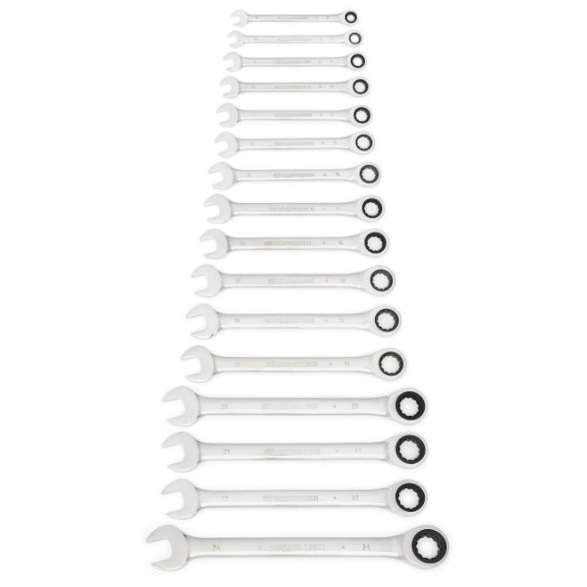GearWrench 9416 72-Tooth 12 Point Ratcheting Combination Metric Wrench Set 16-Piece