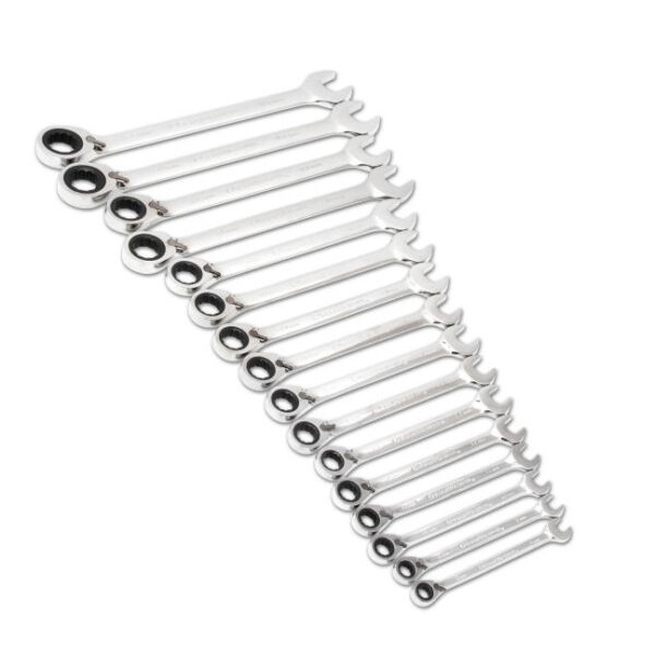 GearWrench 9602N 72-Tooth 12 Point Reversible Ratcheting Combination Metric Wrench Set 16-Piece
