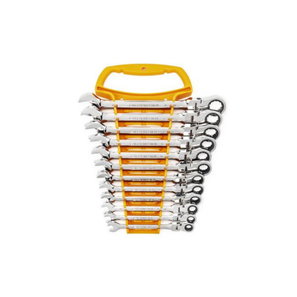 GearWrench 9901D 72-Tooth 12 Point Flex Head Ratcheting Combination Metric Wrench Set 12-Piece