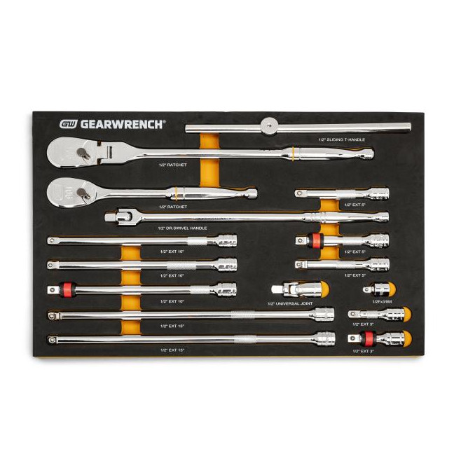 Gearwrench 86522 1/2" 90-Tooth Ratchet & Drive Tool Set 16-Piece