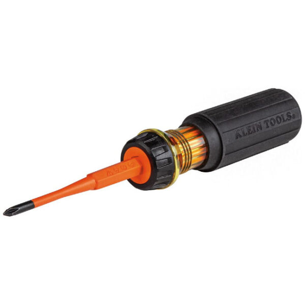 Klein 32286 Flip-Blade Insulated Screwdriver, 2-in1, Ph Bit #1, Sl Bit 3/16-Inch