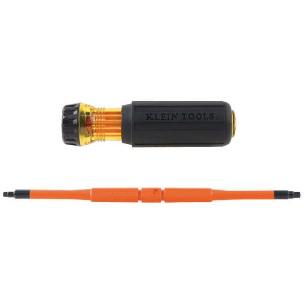 Klein 32287 Flip-Blade Insulated Screwdriver, 2-in-1, Square Bit #1 and #2 Klein 32287 Flip-Blade Insulated Screwdriver, 2-in-1, Square Bit #1 and #2