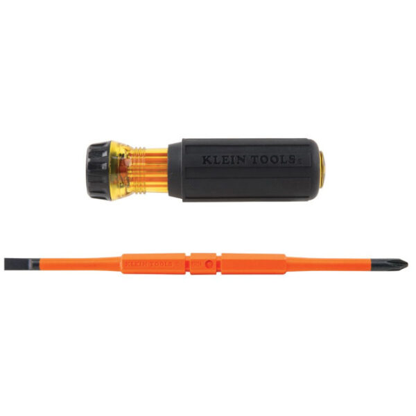 Klein 32293 Flip-Blade Insulated Screwdriver, 2-in1, Ph Bit #2, Sl Bit 1/4-Inch