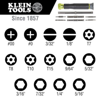 Klein 32314 14-in-1 Precision Screwdriver/ Nut Driver