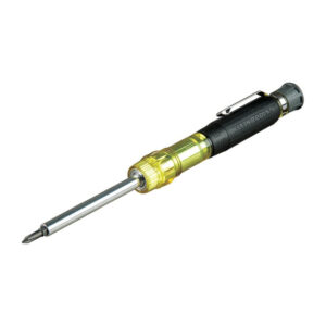 Klein 32613 HVAC Pocket Screwdriver, 3-in-1, Phillips, Slotted, Schrader Bits