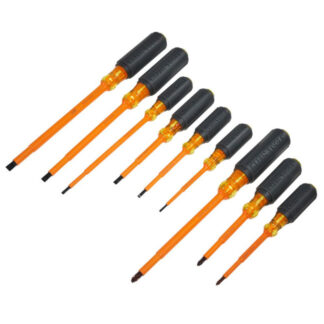 Klein 33528 Screwdriver Set, 1000V Insulated Slotted and Phillips, 9-Piece
