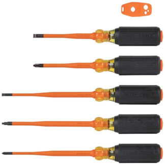 Klein 33736INS Screwdriver Set, 1000V Slim-Tip Insulated and Magnetizer, 6-Piece