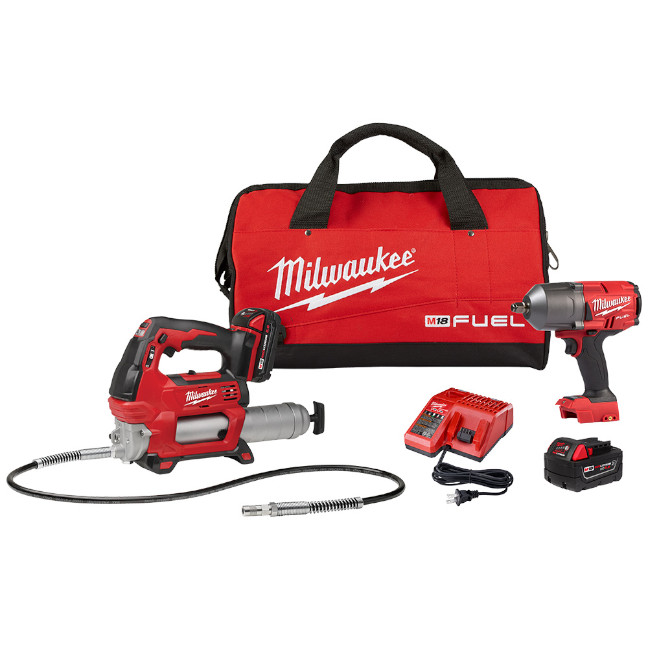 Milwaukee 2767-22GR M18 Impact Wrench and Grease Gun Kit