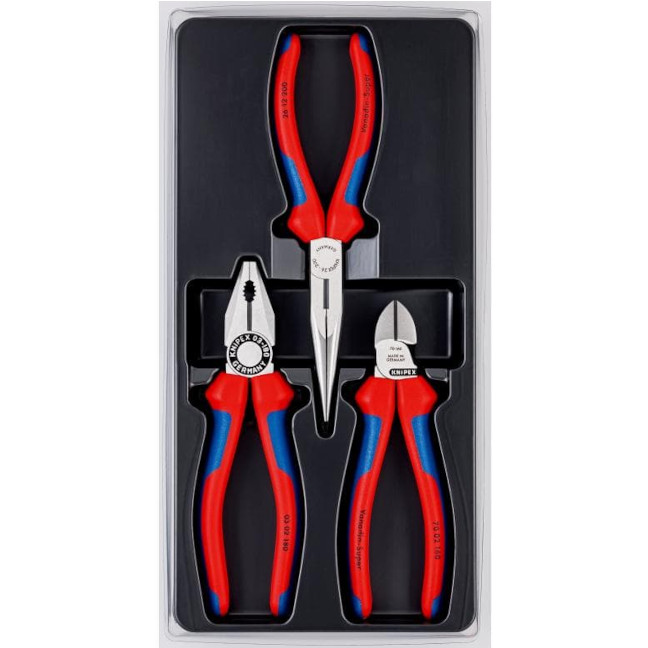 Knipex 002011 Assembly Set; Combination, Long Nose, Diagonal 3-Piece