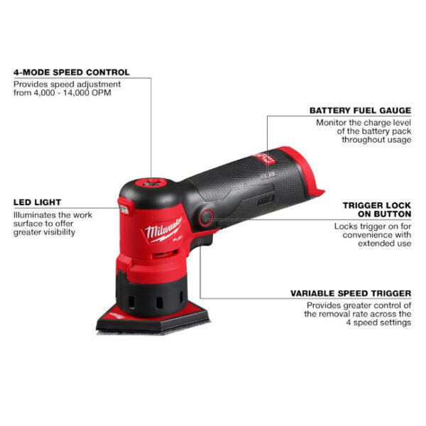 Milwaukee 2531-20 M12 FUEL 12V Brushless Orbital Detail Sander - Tool Only