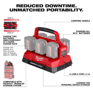 Milwaukee 48-59-1809 M18 PACKOUT Six Bay Rapid Charger2