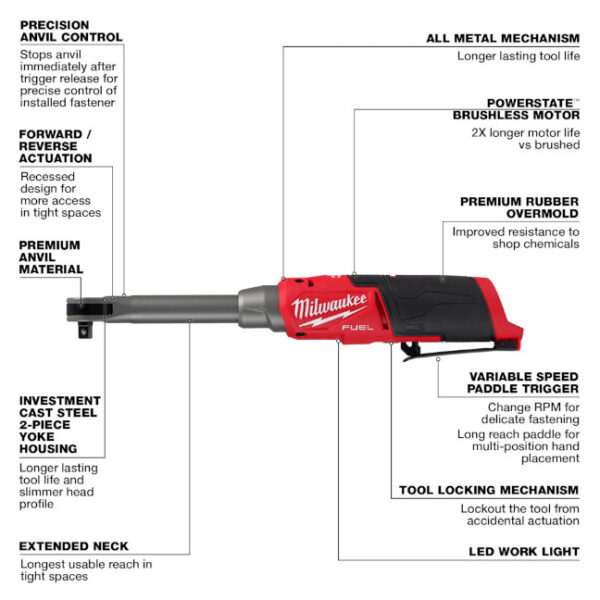 Milwaukee 2569-20 M12 FUEL 3/8″ Extended Reach High-Speed Ratchet – Tool Only