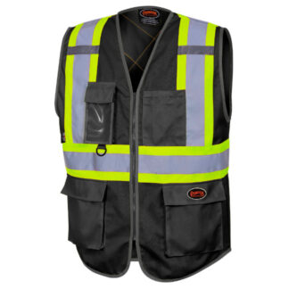 Pioneer 6959BK V1023870 Hi-Viz Premium Polyester Safety Vest-Black