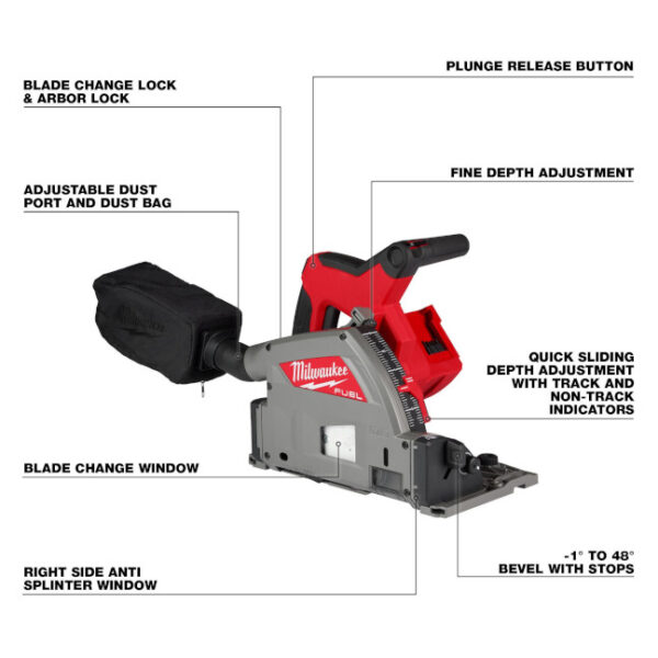 Milwaukee 2831-21 M18 FUEL 6-1/2” Plunge Track Saw Kit