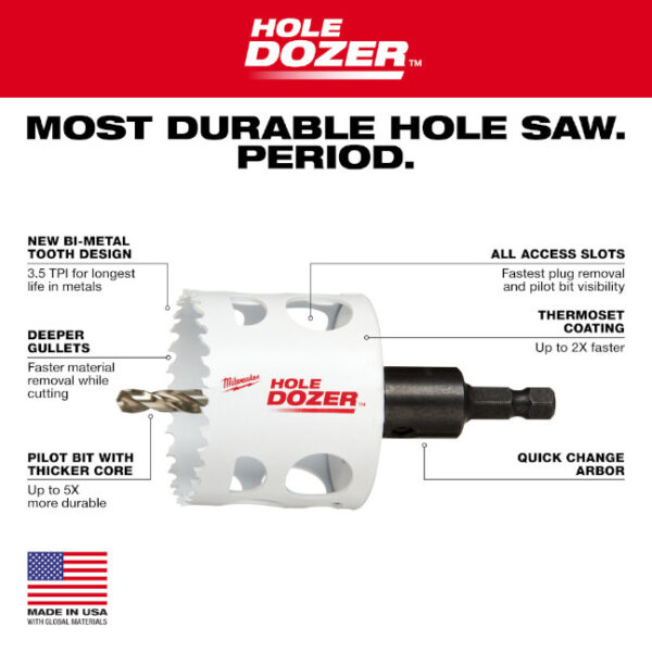 Milwaukee 49-56-9671 1-3/8" Hole Dozer Bi-Metal Hole Saw with Arbor Milwaukee 49-56-9671 1-3/8" Hole Dozer Bi-Metal Hole Saw with Arbor