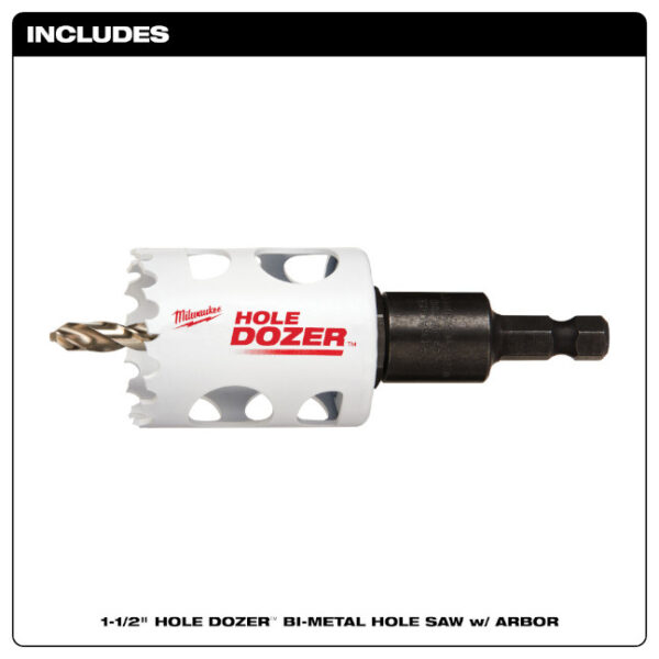 Milwaukee 49-56-9665 1-1/2" Hole Dozer Bi-Metal Hole Saw with Arbor