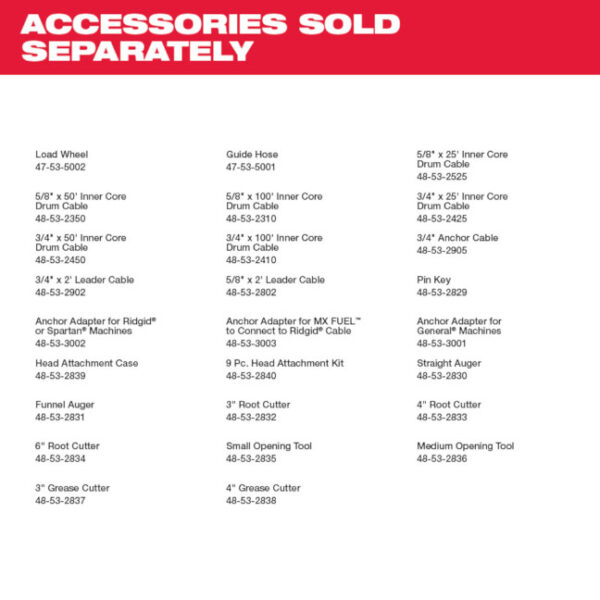 Milwaukee MXF500-1CP MX FUEL Sewer Drum Machine Kit