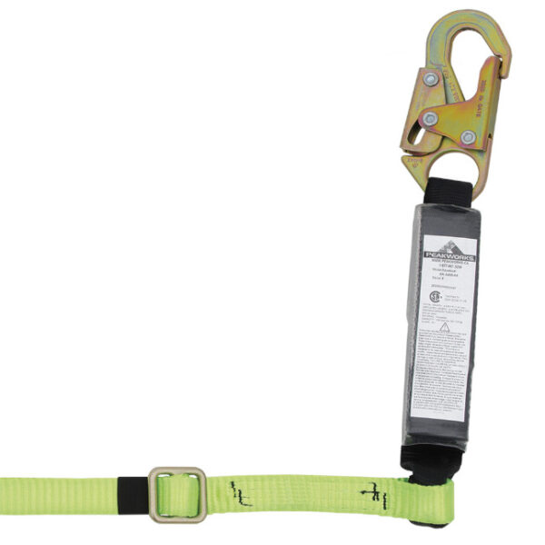 Peakworks SA-5400-6A V8104606A 6FT Shock Absorbing Lanyard (110-220lb capacity) SP - Single Leg with Snap Hooks - Adjustable