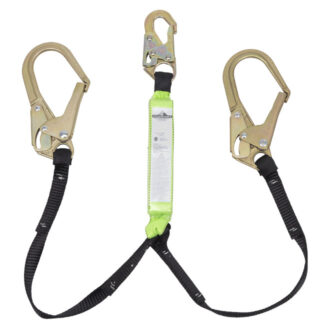 Peakworks SA-64022-4 V8104924 4FT Shock Absorbing Lanyard (200 - 350lb capacity) SP - Twin Leg with Snap and Form Hooks