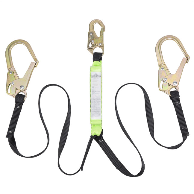 Peakworks SA-64022-6 V8104926 6FT Shock Absorbing Lanyard (200 - 350lb capacity) SP - Twin Leg with Snap and Form Hooks