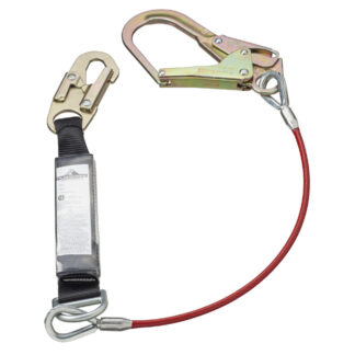 Peakworks V8108626 SA-5502-6 6FT Shock Absorbing Lanyard (110-220lb capacity) SP - Single Leg - Galvanized Cable with Snap and Form Hooks