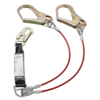 Peakworks V8108826 SA-55522-6 6FT Shock Absorbing Lanyard (110-220lb capacity) SP - Twin Leg -100% Tie Off Galvanized Cable with Snap and Form Hooks