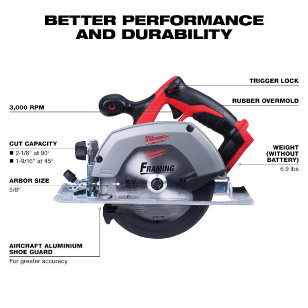 Milwaukee 2630-20 M18 6-1/2" Circular Saw-Tool Only