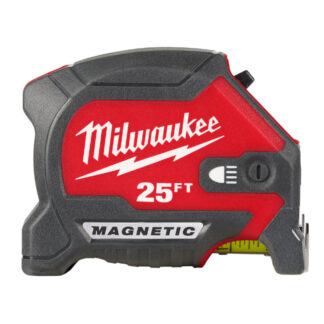 Milwaukee 48-22-0428 25ft Compact Wide Blade Magnetic Tape Measure with Rechargeable Light