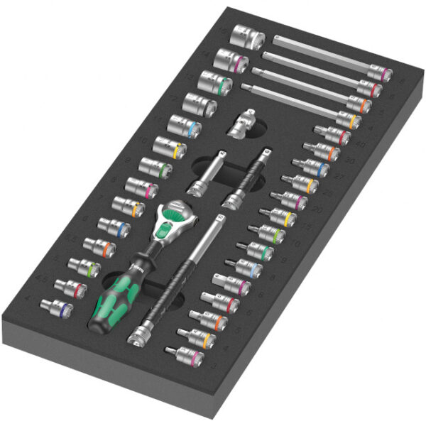 Wera 150110 9720 Foam Insert with 8000 A Zyklop 1/4" Ratchet Set 1, 37-Piece
