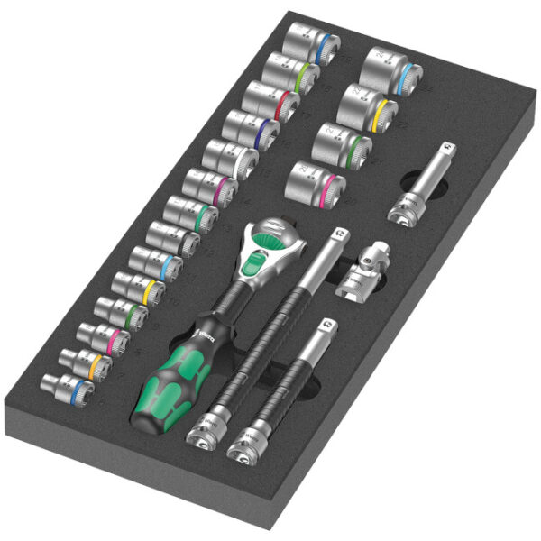 Wera 150111 9721 Foam Insert with 8000 B Zyklop 3/8" Ratchet Set 1, 23-Piece
