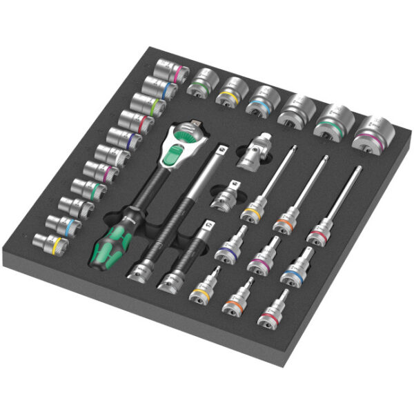 Wera 150112 9722 Foam Insert with 8000 C Zyklop 1/2" Ratchet Set 1, 31-Piece