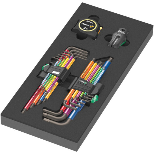 Wera 150140 9740 Foam Insert with L-key Set 1 and Stabila Tape Measure, 20-Piece