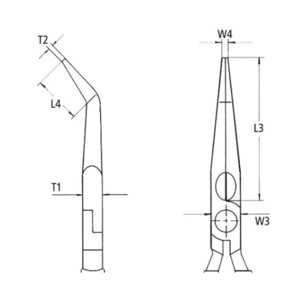Knipex 2626200T 8" Insulated Long Nose 40º Angled Pliers with Cutter - 1000V with Tether Attachment