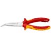Knipex 2626200T 8" (200mm) 40º Angled Long Nose Pliers with Cutter and Tethering Point - 1000V Insulated