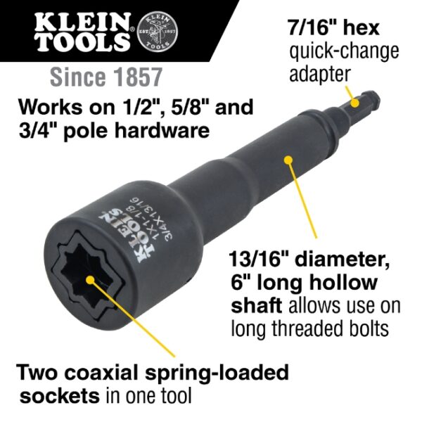Klein NRHD4 4-in-1 Square Impact Socket 3/4", 13/16", 1" and 1-1/8"