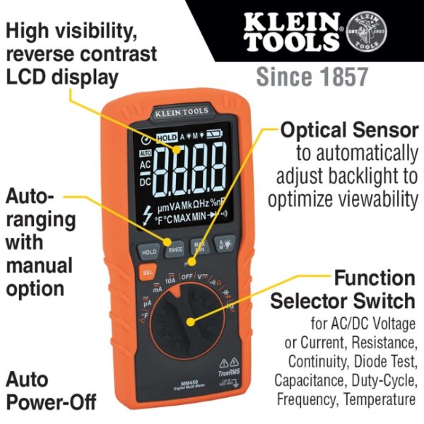 Klein MM450 600V TRMS Auto-Ranging Digital Slim Multimeter