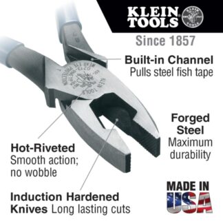 Klein J213-9NETP 9" Linesman's Fishing Tape Pulling Pliers with JOURNEYMAN Dual-Material Handles