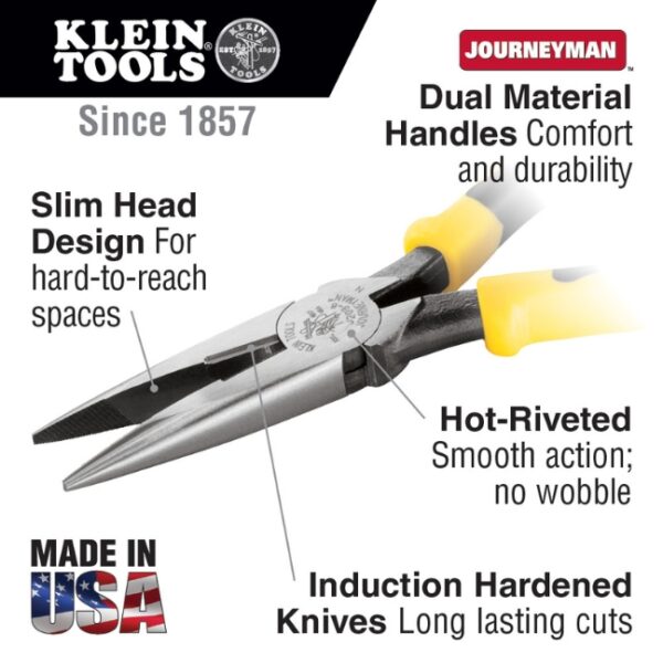 Klein J203-8 8" Needle Nose Side-Cutter Pliers