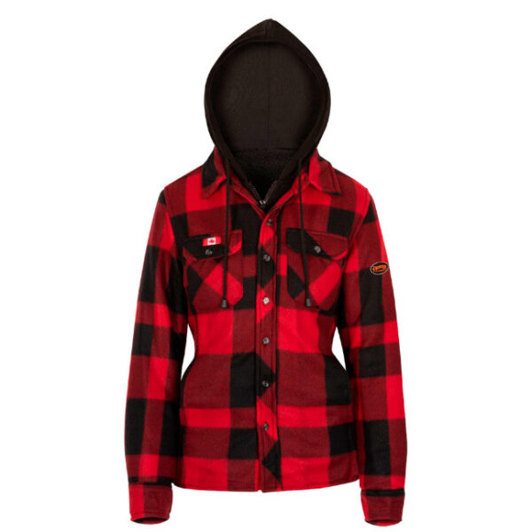 Pioneer 415RBW V3080790 Women's Quilted Hooded Polar Fleece Shirt-Red