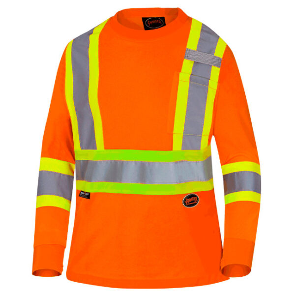 Pioneer Women's Hi-Viz BIRDSEYE Polyester Long-Sleeve Safety Shirt