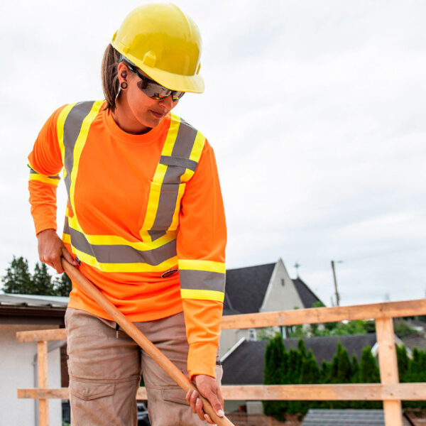 Pioneer Women's Hi-Viz BIRDSEYE Polyester Long-Sleeve Safety Shirt