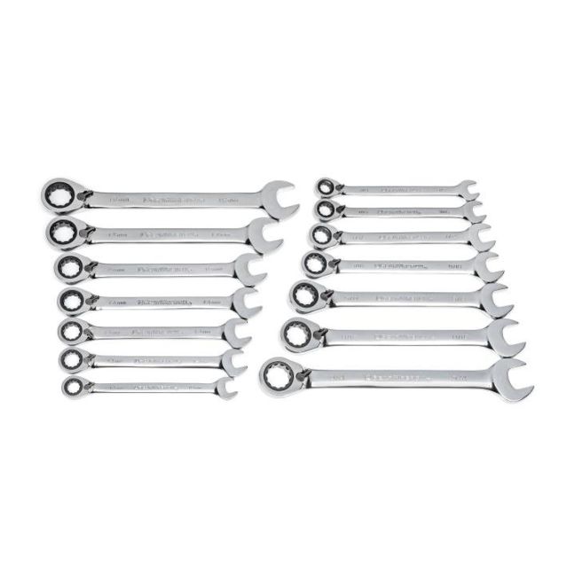 Gearwrench 85142 72-Tooth 12 Point Reversible Ratcheting Combination SAE/Metric Wrench Set 14-Piece