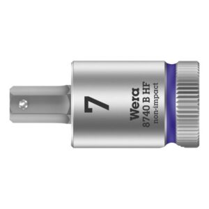 Wera 003037 8740 B HF Zyklop Metric Bit Socket with Holding Function 3/8" Square Drive x 7.0mm Hex-Plus x 38.5mm