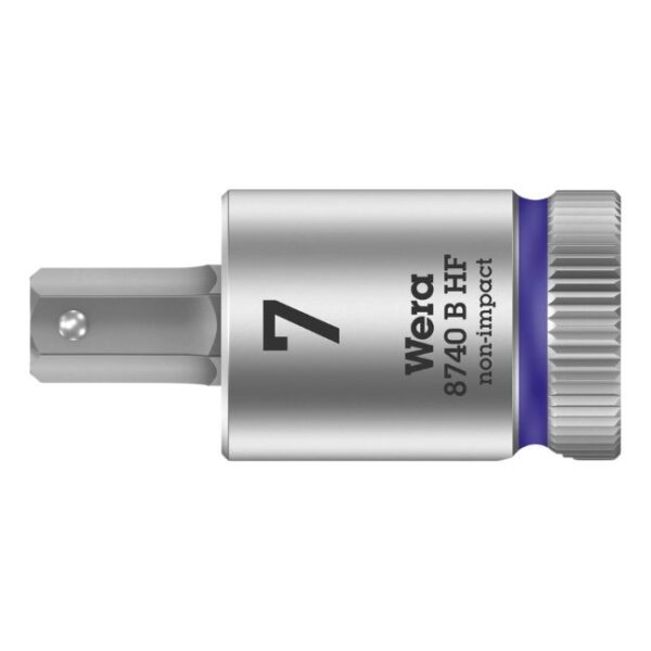 Wera 003037 8740 B HF Zyklop Metric Bit Socket with Holding Function 3/8" Square Drive x 7.0mm Hex-Plus x 38.5mm